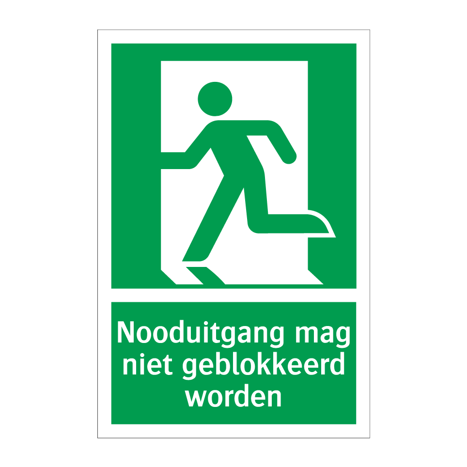 Koop Nooduitgang Mag Niet Geblokkeerd Worden Bord SignOnline NL E1040
