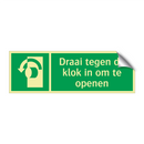 Draai tegen de klok in om te openen & Draai tegen de klok in om te openen