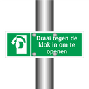 Draai tegen de klok in om te openen & Draai tegen de klok in om te openen