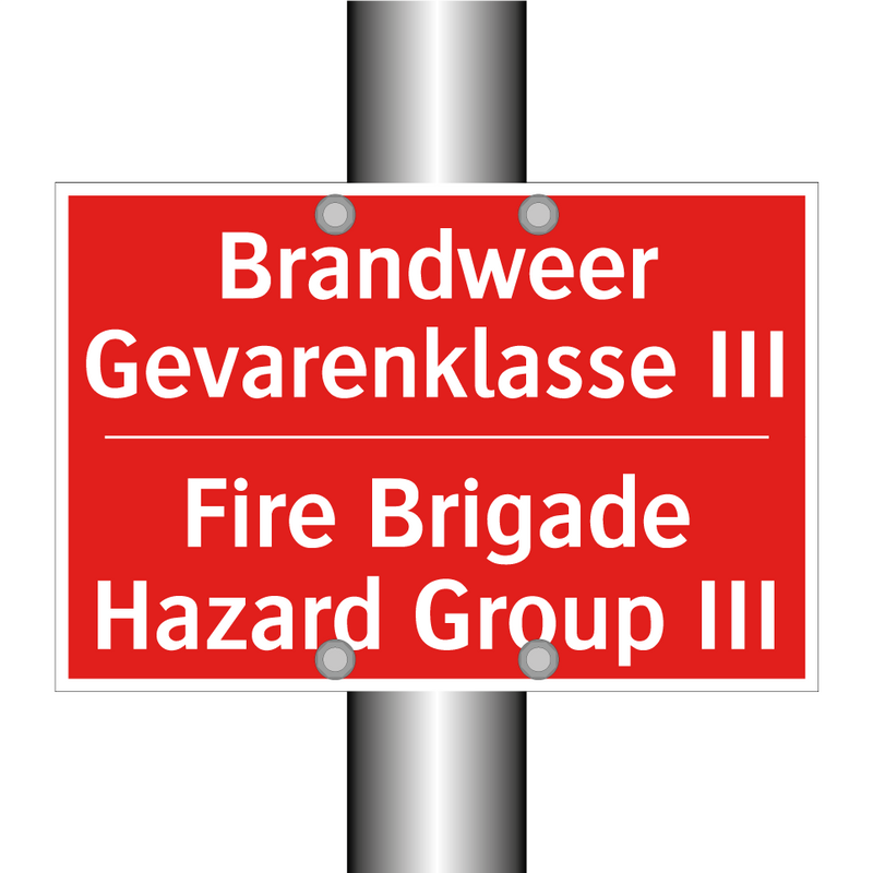 Brandweer Gevarenklasse III - Fire Brigade Hazard Group III
