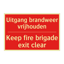 Uitgang brandweer vrijhouden - Keep fire brigade exit clear