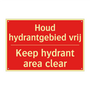 Houd hydrantgebied vrij - Keep hydrant area clear