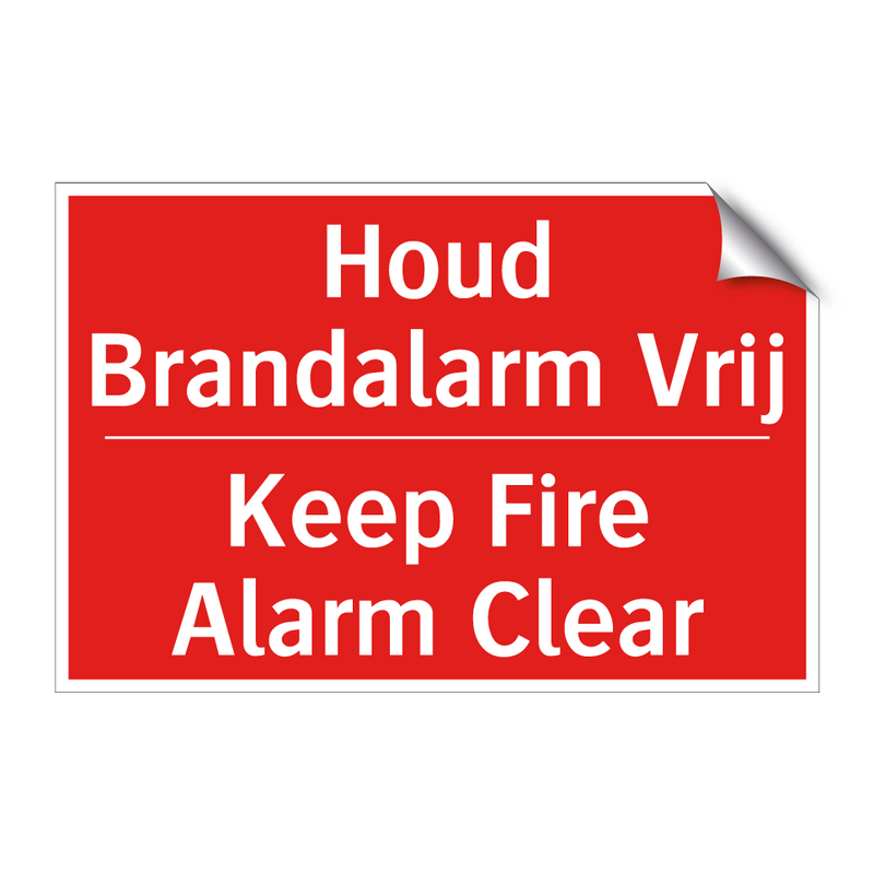 Houd Brandalarm Vrij - Keep Fire Alarm Clear