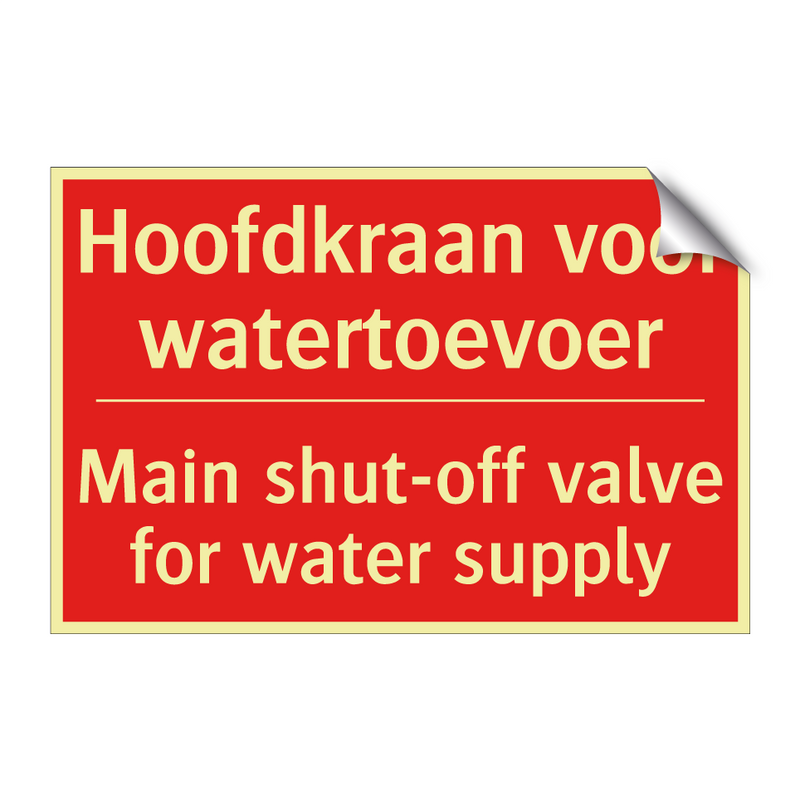 Hoofdkraan voor watertoevoer - Main shut-off valve for water supply