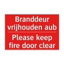 Branddeur vrijhouden aub - Please keep fire door clear