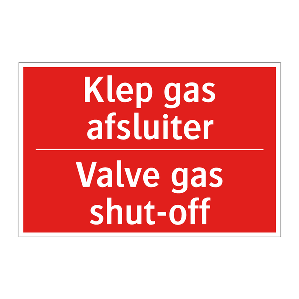 Klep gas afsluiter - Valve gas shut-off