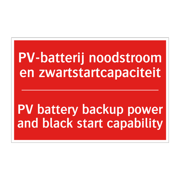 PV-batterij noodstroom en zwartstartcapaciteit /.../ - PV battery backup power and black start /.../