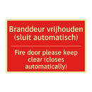 Branddeur vrijhouden (sluit automatisch) - Fire door please keep clear (closes automatically) /.../