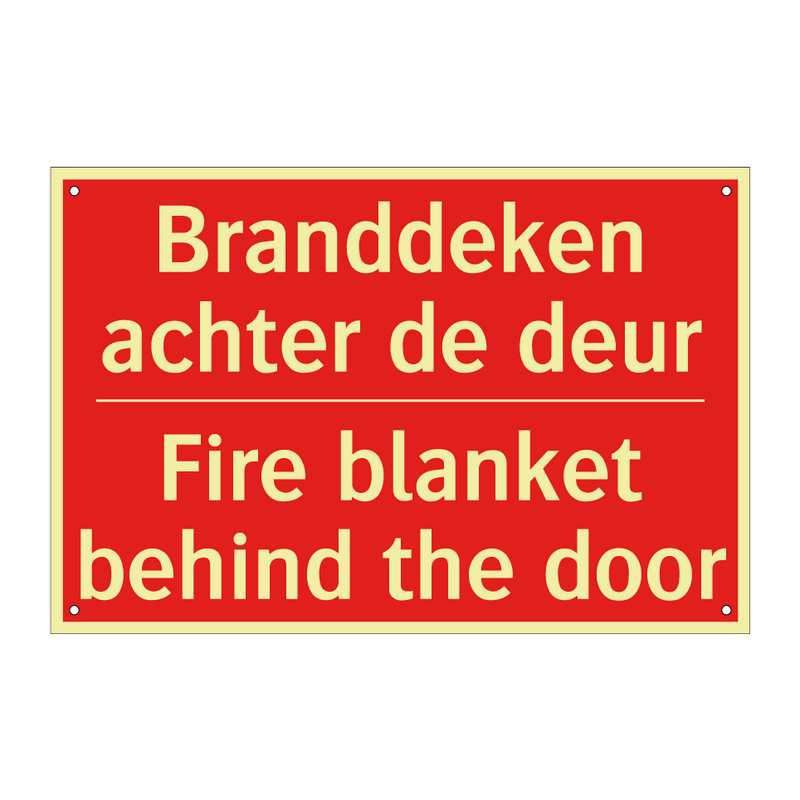 Branddeken achter de deur - Fire blanket behind the door
