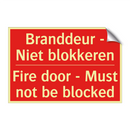 Branddeur - Niet blokkeren - Fire door - Must not be blocked