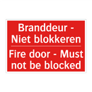 Branddeur - Niet blokkeren - Fire door - Must not be blocked