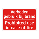 Verboden gebruik bij brand - Prohibited use in case of fire
