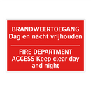 BRANDWEERTOEGANG Dag en nacht vrijhouden - FIRE DEPARTMENT ACCESS Keep clear day and /.../