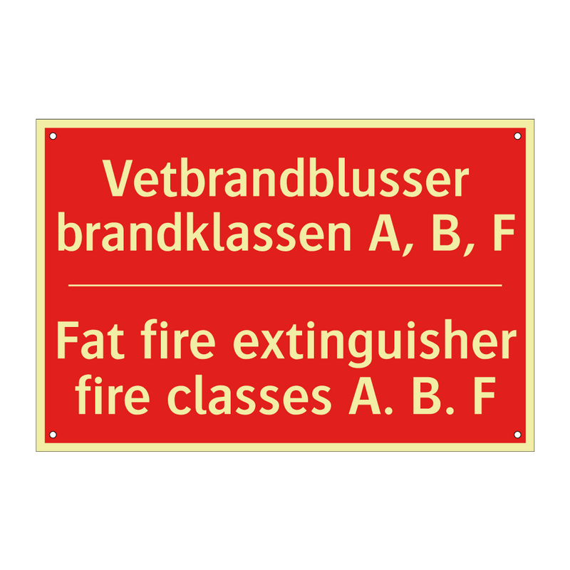 Vetbrandblusser brandklassen A, B, F - Fat fire extinguisher fire classes A. B. F