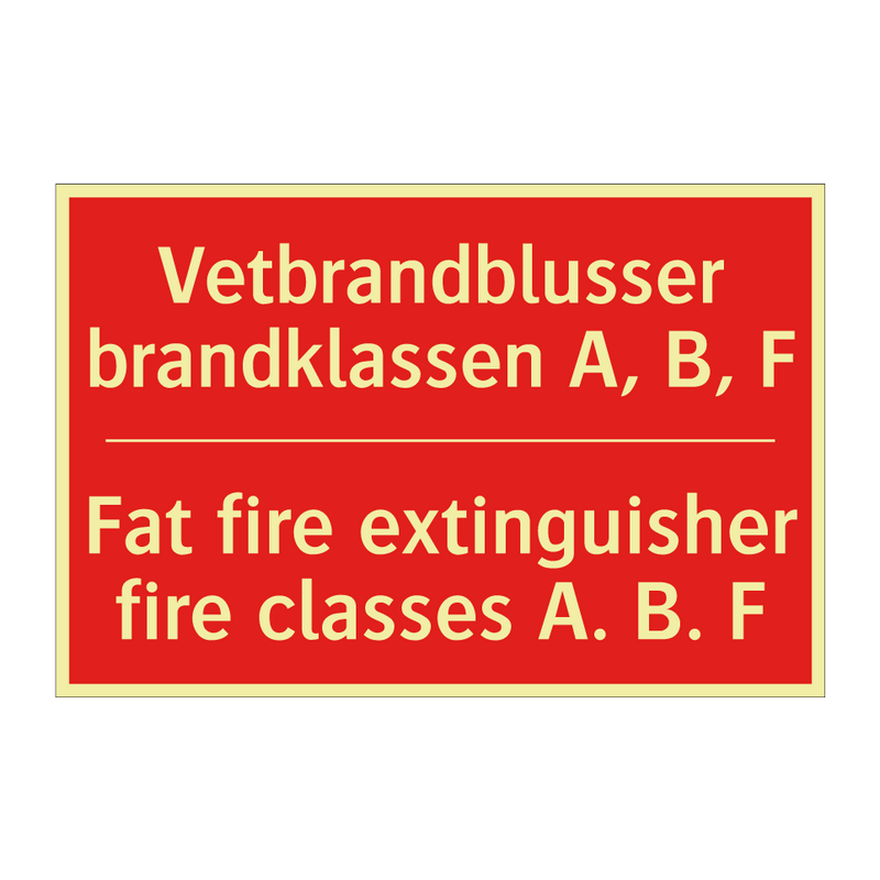 Vetbrandblusser brandklassen A, B, F - Fat fire extinguisher fire classes A. B. F