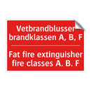 Vetbrandblusser brandklassen A, B, F - Fat fire extinguisher fire classes A. B. F