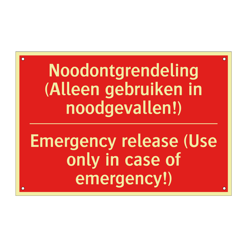 Noodontgrendeling (Alleen gebruiken in noodgevallen!) /.../ - Emergency release (Use only in case of emergency!) /.../