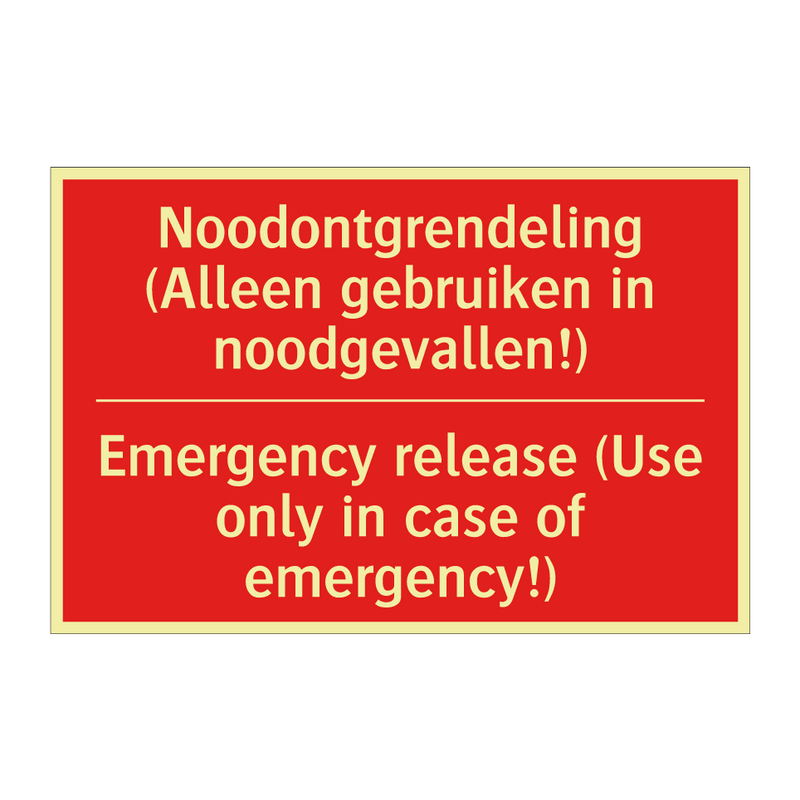Noodontgrendeling (Alleen gebruiken in noodgevallen!) /.../ - Emergency release (Use only in case of emergency!) /.../