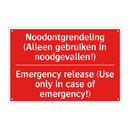 Noodontgrendeling (Alleen gebruiken in noodgevallen!) /.../ - Emergency release (Use only in case of emergency!) /.../