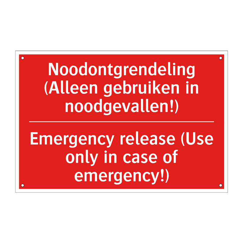 Noodontgrendeling (Alleen gebruiken in noodgevallen!) /.../ - Emergency release (Use only in case of emergency!) /.../