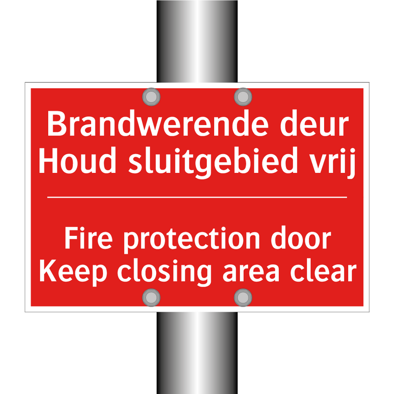 Brandwerende deur Houd sluitgebied vrij - Fire protection door Keep closing area clear