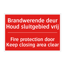 Brandwerende deur Houd sluitgebied vrij - Fire protection door Keep closing area clear