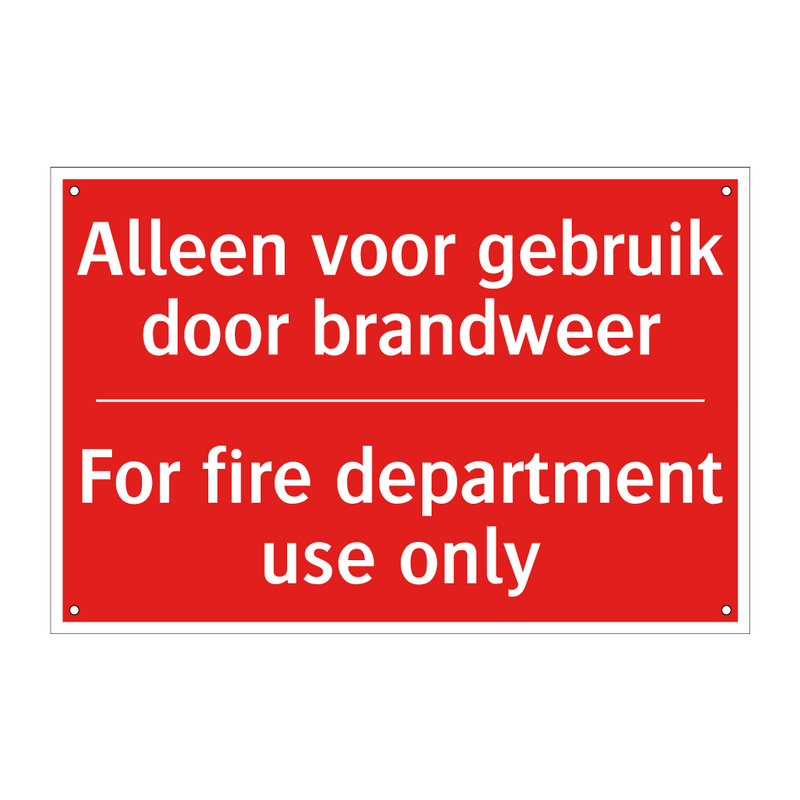 Alleen voor gebruik door brandweer - For fire department use only