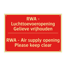 RWA - Luchttoevoeropening Gelieve vrijhouden - RWA - Air supply opening Please keep clear