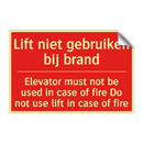 Lift niet gebruiken bij brand - Elevator must not be used in case of fire /.../