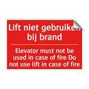 Lift niet gebruiken bij brand - Elevator must not be used in case of fire /.../