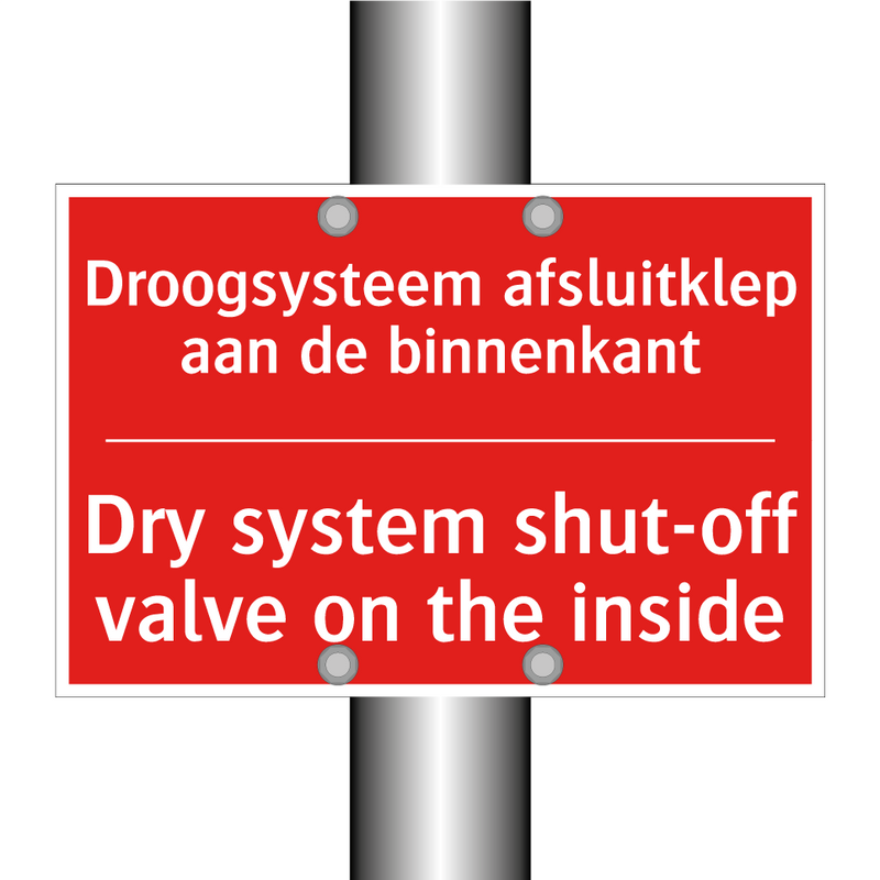 Droogsysteem afsluitklep aan de binnenkant - Dry system shut-off valve on the inside