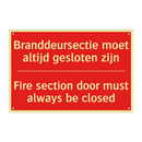 Branddeursectie moet altijd gesloten zijn - Fire section door must always be closed