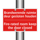 Brandwerende ruimte deur gesloten houden - Fire-rated room keep the door closed