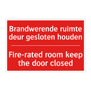Brandwerende ruimte deur gesloten houden - Fire-rated room keep the door closed