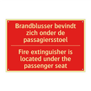 Brandblusser bevindt zich onder de passagiersstoel /.../ - Fire extinguisher is located under the passenger /.../