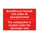 Brandblusser bevindt zich onder de passagiersstoel /.../ - Fire extinguisher is located under the passenger /.../