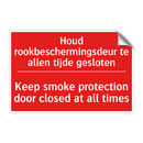 Houd rookbeschermingsdeur te allen tijde /.../ - Keep smoke protection door closed at all /.../