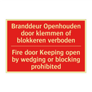 Branddeur Openhouden door klemmen of blokkeren /.../ - Fire door Keeping open by wedging or blocking /.../