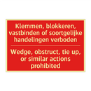 Klemmen, blokkeren, vastbinden of soortgelijke /.../ - Wedge, obstruct, tie up, or similar actions /.../