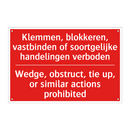 Klemmen, blokkeren, vastbinden of soortgelijke /.../ - Wedge, obstruct, tie up, or similar actions /.../