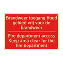 Brandweer toegang Houd gebied vrij voor /.../ - Fire department access Keep area clear for /.../