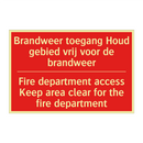 Brandweer toegang Houd gebied vrij voor /.../ - Fire department access Keep area clear for /.../