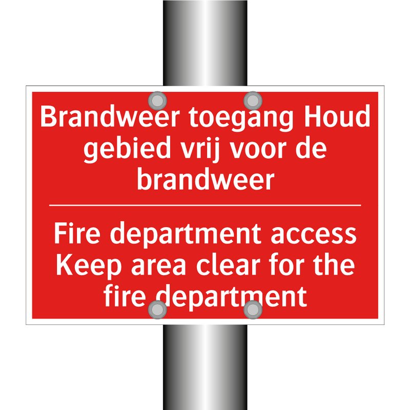 Brandweer toegang Houd gebied vrij voor /.../ - Fire department access Keep area clear for /.../