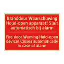 Branddeur Waarschuwing Houd-open apparaat! /.../ - Fire door Warning Hold-open device! Closes /.../