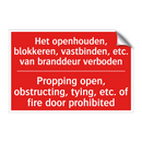 Het openhouden, blokkeren, vastbinden, etc. /.../ - Propping open, obstructing, tying, etc. /.../