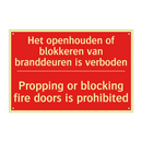 Het openhouden of blokkeren van branddeuren /.../ - Propping or blocking fire doors is prohibited /.../