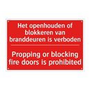 Het openhouden of blokkeren van branddeuren /.../ - Propping or blocking fire doors is prohibited /.../