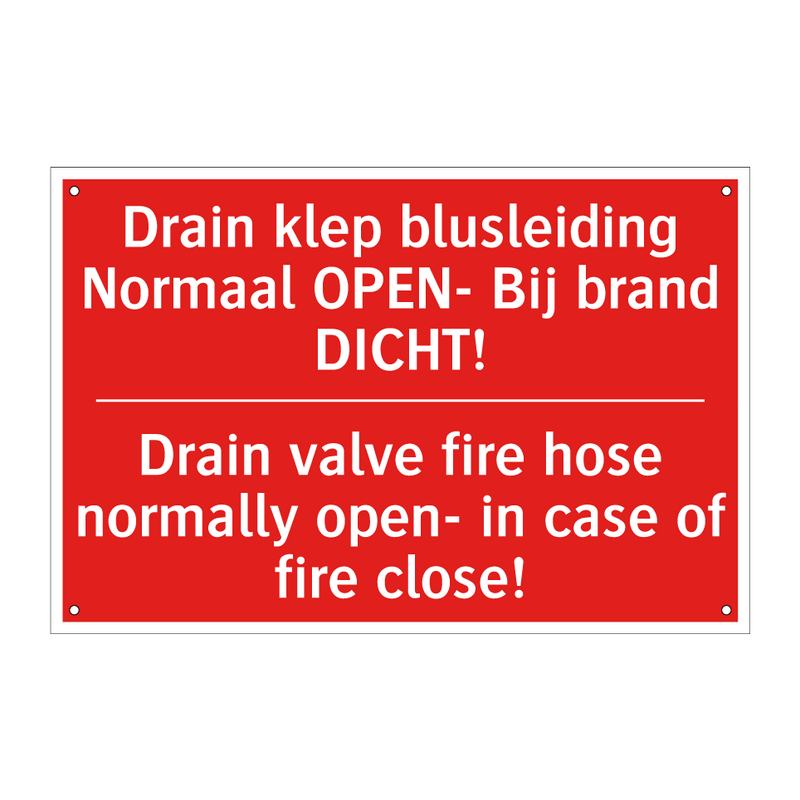Drain klep blusleiding Normaal OPEN- Bij /.../ - Drain valve fire hose normally open- in /.../