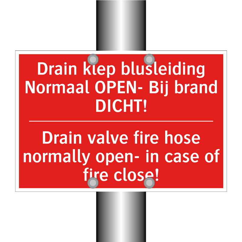 Drain klep blusleiding Normaal OPEN- Bij /.../ - Drain valve fire hose normally open- in /.../