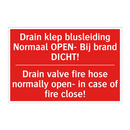 Drain klep blusleiding Normaal OPEN- Bij /.../ - Drain valve fire hose normally open- in /.../